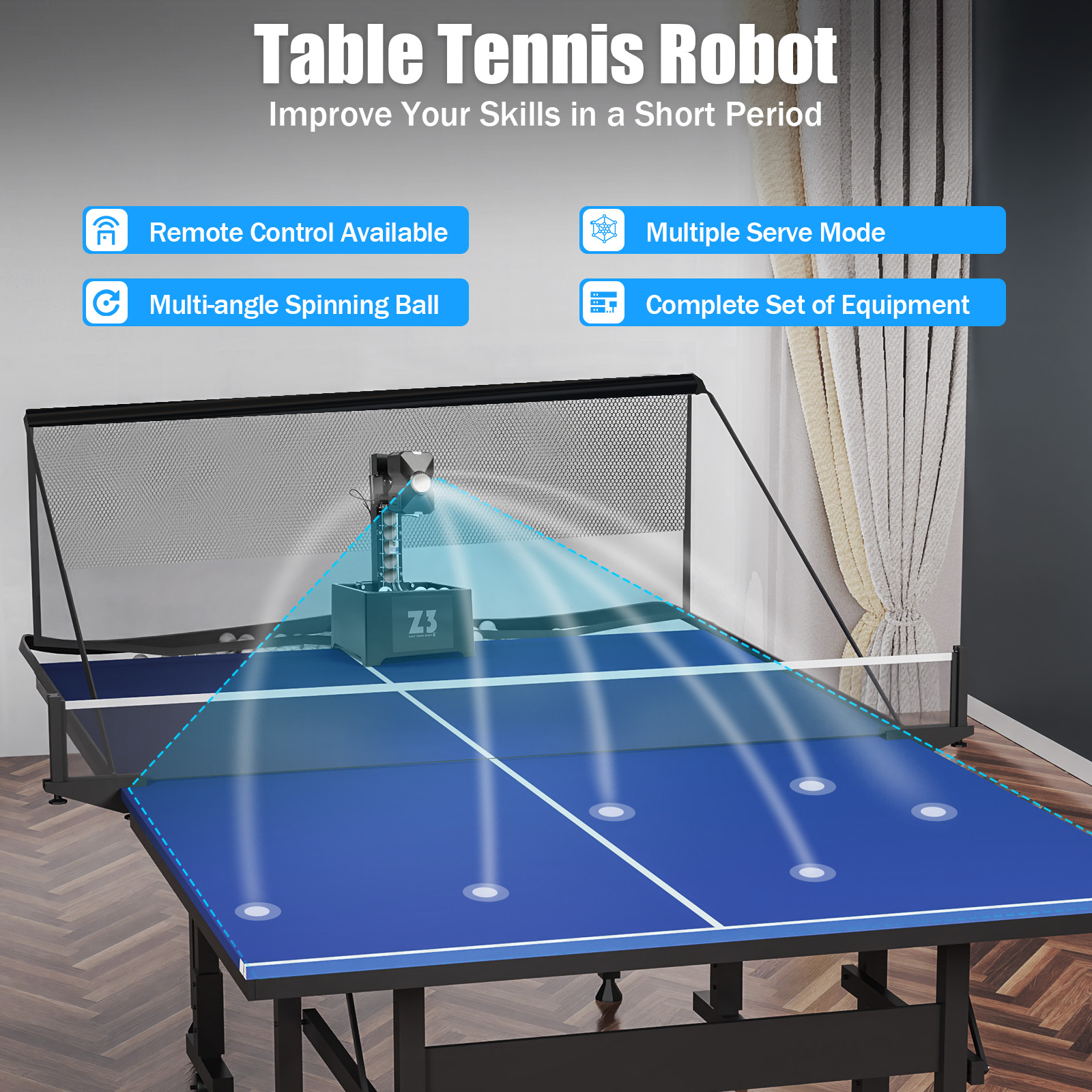 Table Tennis Hub - Table Tennis Robot with Net&100 Ball