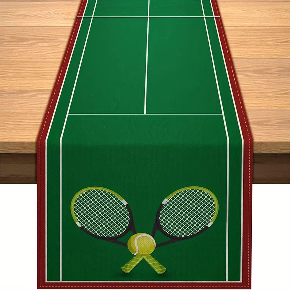 Table Tennis Cartoon - Tennis Court Theme Table Runner Perfect
